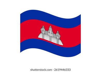 Flag of Cambodia. Cambodia wavy flag digital vector illustration. Fluttering flag.