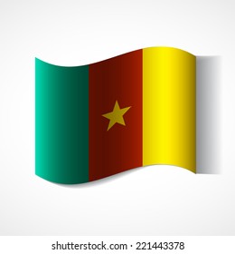 Flag of Cameroon Banner of the country in waveform fluttering in the wind. Independence Day News Flat Volumetric Image Language National Logos Stock Vector Illustration Icon Picture. 