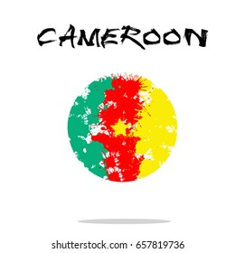 Flag of Cameroon from blots of paint in grunge style. Vector illustration