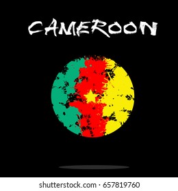 Flag of Cameroon from blots of paint in grunge style. Vector illustration