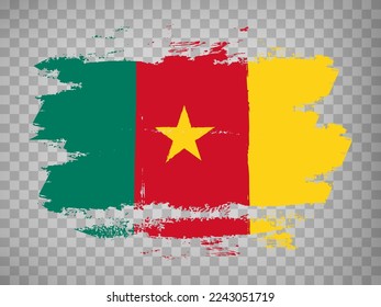 Flag of  Cameroon brush stroke background.  Flag Cameroon on transparent background for your design, app, UI.  Stock vector. EPS10.