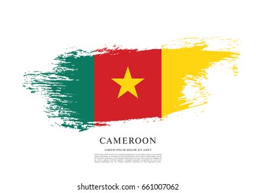 Flag of Cameroon, brush stroke background