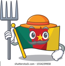 flag cameroon cartoon in character farmer shape