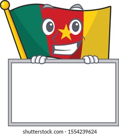 flag cameroon cartoon in character shape grinning with board