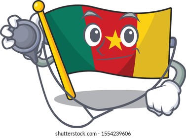 flag cameroon cartoon in doctor character shape