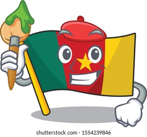 flag cameroon cartoon in painter character shape