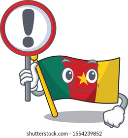 flag cameroon cartoon in with sign warning character shape