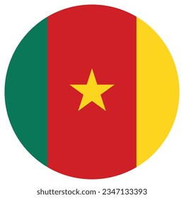 Flag of Cameroon. Cameroon circle flag icon. Standard color. Circle icon flag. Computer digital vector illustration.