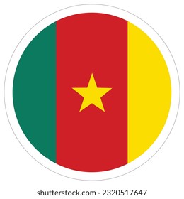 Bandera del círculo de Camerún. Bandera de Camerún en forma de diseño redondo