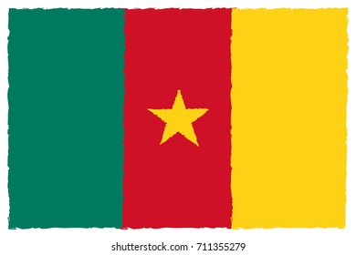 Flag of Cameroon. Hand Painted with Brush. Vector Illustration.