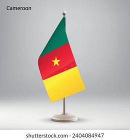 Bandera de Camerún colgada en un puesto de bandera. Utilizable para la presentación en la cumbre o en la conferencia