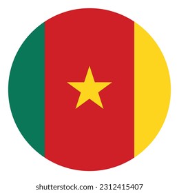 The flag of Cameroon. Flag icon. Standard color. Round flag. Computer illustration. Digital illustration. Vector illustration.