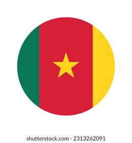 The flag of Cameroon. Flag icon. Standard color. Round flag. Computer illustration. Digital illustration. Vector illustration.