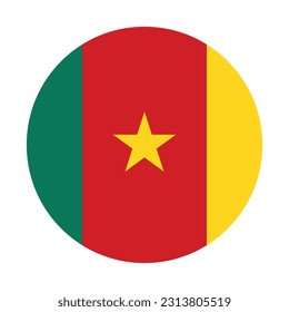 The flag of Cameroon. Flag icon. Standard color. Round flag. Computer illustration. Digital illustration. Vector illustration.