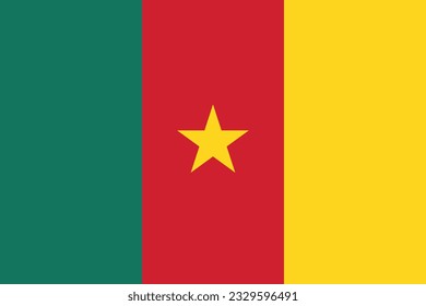 The flag of Cameroon. Flag icon. Standard color. Standard size. A rectangular flag. Computer illustration. Digital illustration. Vector illustration.