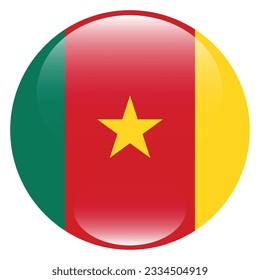 The flag of Cameroon. Flag icon. Standard color. Circle icon flag. 3d illustration. Computer illustration. Digital illustration. Vector illustration.