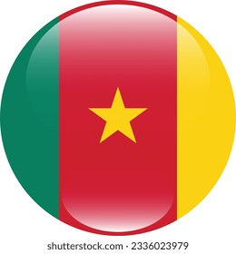 The flag of Cameroon. Flag icon. Standard color. Circle icon flag. 3d illustration. Computer illustration. Digital illustration. Vector illustration.