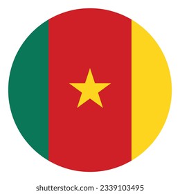 The flag of Cameroon. Flag icon. Standard color. Circle icon flag. Computer illustration. Digital illustration. Vector illustration.