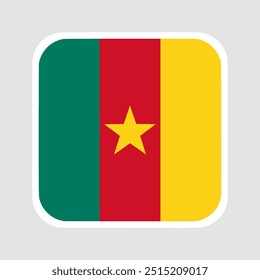 The flag of cameroon. Flag icon. Standard color. flat vector square with rounded corners Computer illustration. Digital illustration. Vector illustration.	