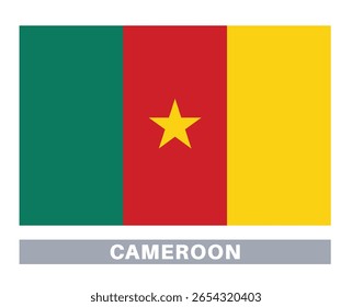 Bandeira dos Camarões. Ícone Sinalizador. Cores padrão. Tamanho padrão. Bandeira retangular.