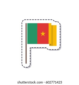 flag of Cameroon icon, sticker. isolated on white background. vector illustration