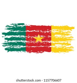 Flag of Cameroon the illustration vector on a white background, brush stroke Design Elements