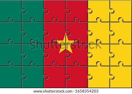 Flag of cameroon made with jigsaw puzzle pieces