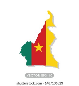 Flag of Cameroon in maps territory, Cameroon flag template design. Vector eps 10