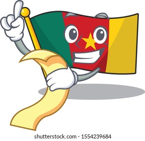 flag cameroon mascot isolated with cute holding bill