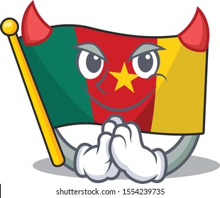 flag cameroon mascot isolated with cute devil