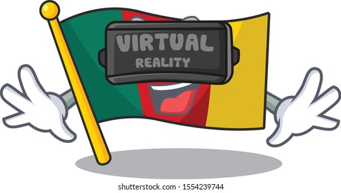 flag cameroon mascot isolated virtual reality with cute