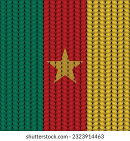 Flag of Cameroon on a braided rop.