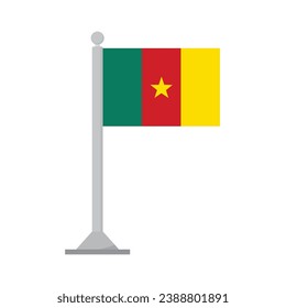 Flag of Cameroon on flagpole isolated