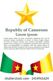 Flag of Cameroon, Republic of Cameroon. Template for award design, an official document with the flag of Cameroon. Bright, colorful vector illustration.