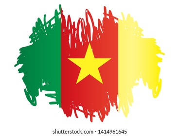 Flag of Cameroon, Republic of Cameroon. Template for award design, an official document with the flag of Cameroon. Bright, colorful vector illustration.