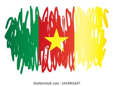 Flag of Cameroon, Republic of Cameroon. Template for award design, an official document with the flag of Cameroon. Bright, colorful vector illustration.