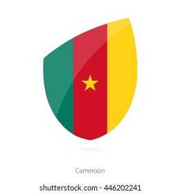 Flag of Cameroon in the style of Rugby icon. Vector Illustration.