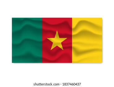 Flag of Cameroon with texture isolated on white background.