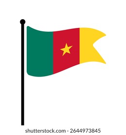 Bandeira de Camarões. Projeto de ícone de ilustração de vetor de bandeira de Camarões. Bandeira de mastro flutuante.