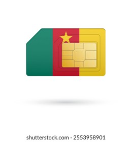 Flag of Cameroon. Vector illustration of SIM Card with flag on white background