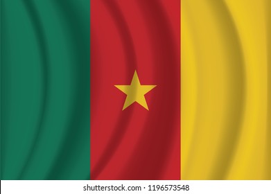 Bandera de Camerún ondeando en el viento dando una textura ondulante de pliegues en la tela.