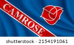 Flag of Camrose, Canada. Realistic waving flag of Camrose vector background.