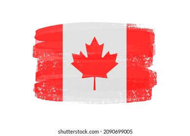 Flag of Canada with brush stroke background.