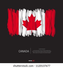 Flag of Canada with brush stroke, grunge style background vector.