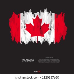 Flag of Canada with brush stroke, grunge style background vector.