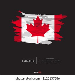 Flag of Canada with brush stroke, grunge style background vector.