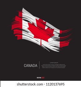 Flag of Canada with brush stroke, grunge style background vector.