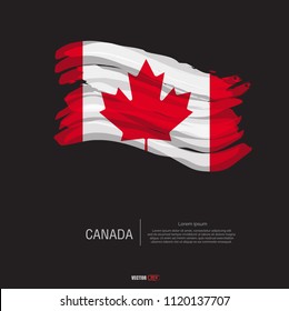 Flag of Canada with brush stroke, grunge style background vector.