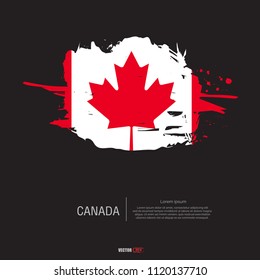 Flag of Canada with brush stroke, grunge style background vector.