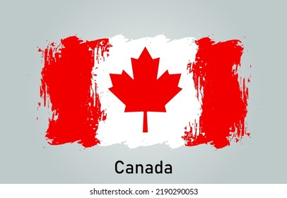 Flag of Canada brush stroke grunge style banner background. vector.